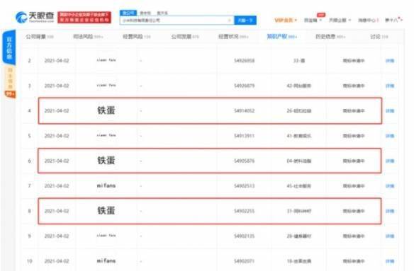 小米申請(qǐng)多個(gè)鐵蛋商標(biāo) 疑似再次跨行業(yè)進(jìn)軍食品行業(yè)